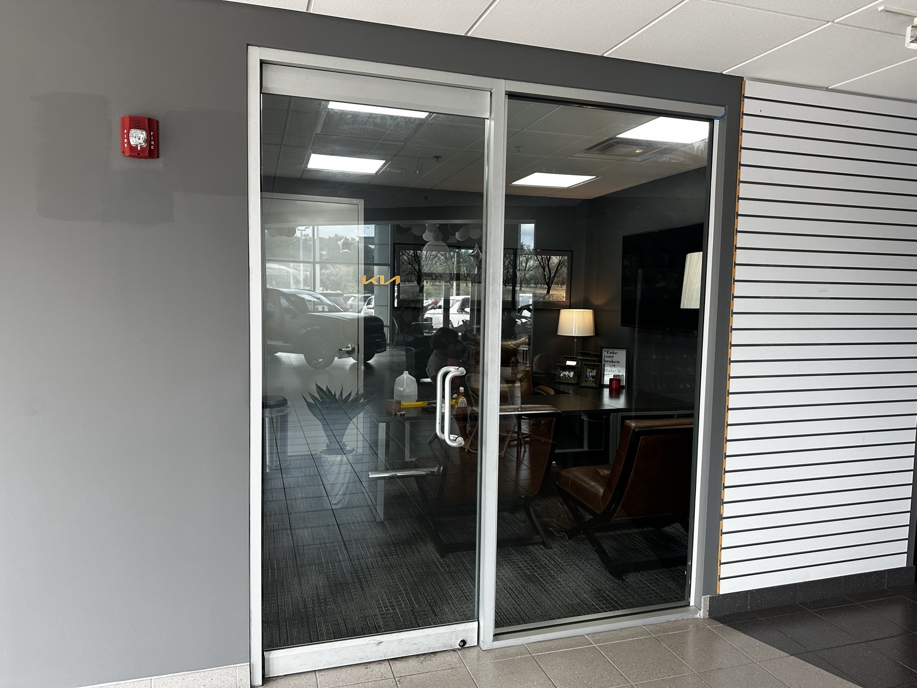 Glass entry doors with dark tint